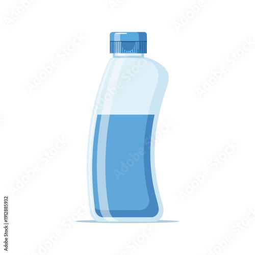 Vector illustration of a translucent plastic water bottle with blue liquid isolated on white background