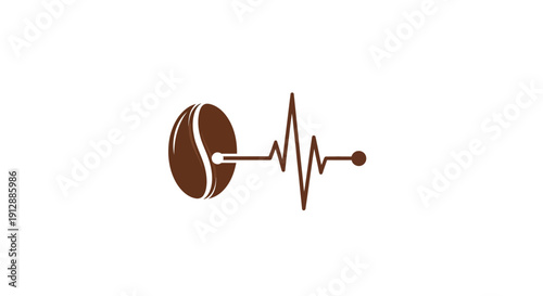 Coffee Bean Heartbeat Pulse Line Logo Design.
