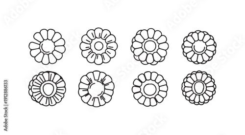 Corn Cob Sections Outline Icons Vector Set