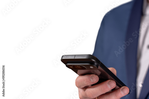 Obraz na plátně Businessman Using Smartphone For Mobile Communication And Digital Business Management Concept
