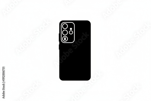 Sleek Smartphone Silhouette: A minimalist, black silhouette of a modern smartphone, showcasing its sleek design and the camera array on its back.