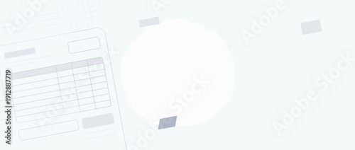 Panoramic Vector Banner Illustration of a Minimalist Invoice with Line Table Pattern and Copy Space for Business, Accounting, Billing, and Financial Document Background Design in Light Blue