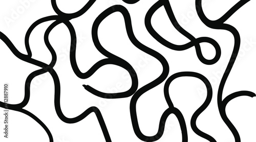 Abstract black continuous line pattern with flowing movement