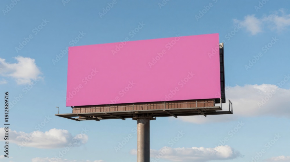 Obraz premium Blank Billboard Against a Cloudy Blue Sky, Perfect for Advertising Mockups and Outdoor Campaigns