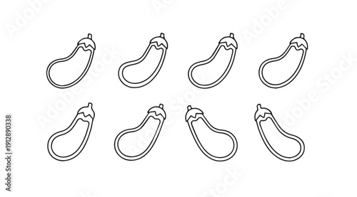 Outline Eggplants Pattern Vector Illustration Minimalist Simple Line Art