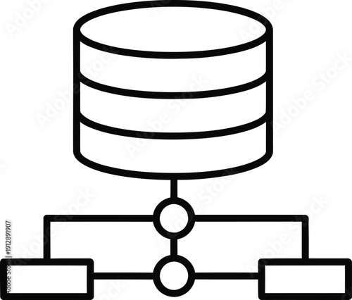 A simple diagram showing a database connected to two clients or applications.