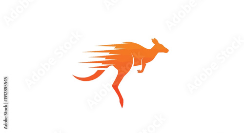 Dynamic orange kangaroo logo with speed lines.