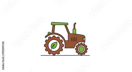 Eco-Friendly Tractor with Leaf Symbol on Wheel.