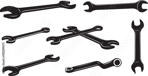 Collection of various wrenches on a white background illustration