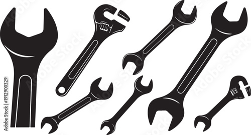Collection of various wrenches on a white background illustration