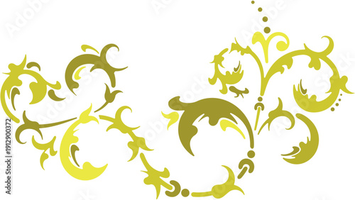 A beautiful golden floral design on a white background