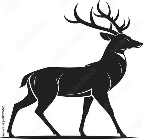 Classic White-Tailed Deer Silhouette Vector, Timeless Wildlife Graphic, Nature and Forest Emblem