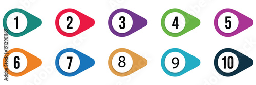 Number Bullet Point Colorful Vector EPS10, Bright Numbered for Lists