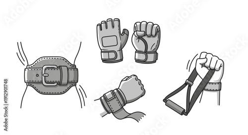 Fitness Gear Set: Weightlifting Belt, Gloves, Wrist Wraps, Hand Gripper for Workout