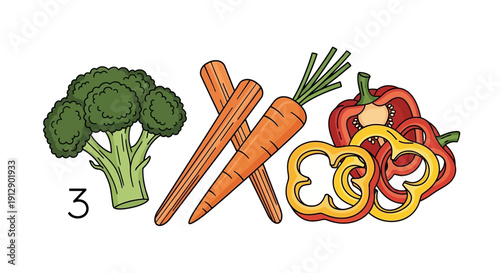 Fresh Broccoli, Carrots, and Bell Peppers - Healthy Ingredients for Cooking