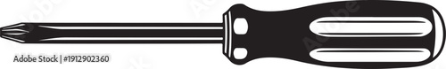 Black and silver screwdriver on white background illustration tool