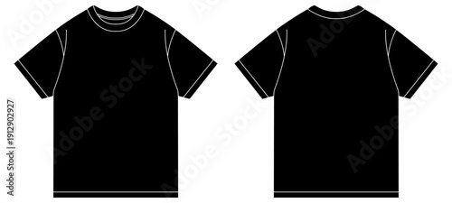 Blank black t-shirt template. Front and back view vector