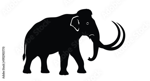 Silhouette of a woolly mammoth showcasing its iconic curved tusks