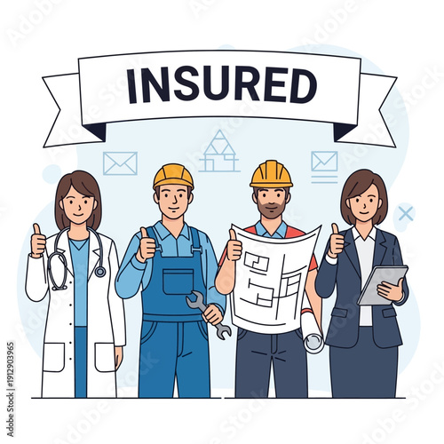 Group of Professionals with Insured Banner.