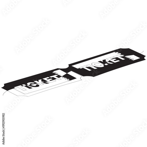 Ticket Single Line Icon Continuous one line drawing cinema ticket. Vintage cinema ticket isolated on a white background. Vector illustration Single continuous line drawing of tickets. one line draw