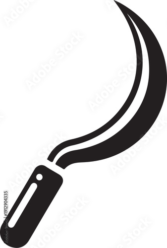Simple black scythe icon on white background illustration tool