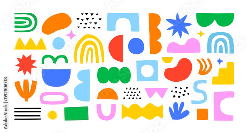 Vibrant shapes and colorful patterns create a lively digital illustration composition.