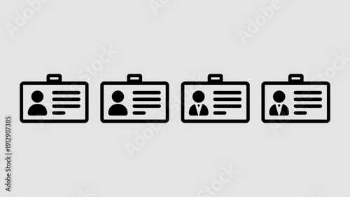 Identification Icons: An organized arrangement of identification icons, suggesting access, security, and verification processes in digital and physical environments.