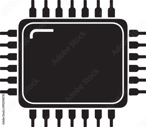 Microchip CPU Processor Icon Vector Illustration Isolated on White Background