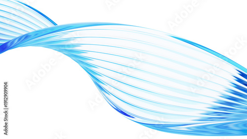 Liquid glass transparent twisted wave ribbon. Fluid flow line curve shape - 3d illustration