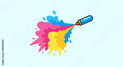 Colorful crayon drawing vibrant pink blue and yellow artistic expression on light background