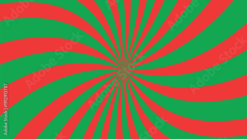 Vibrant red and green spiral pattern radiating from a central point