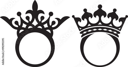 Regal Black Crown Ring Design, Symbol of Power, Royalty, Luxury, Premium