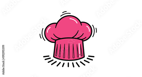 Vibrant pink chef hat illustration with dynamic motion lines on white background