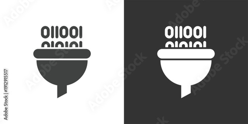 Binary Data Filtration icon. Solid glyph series icon