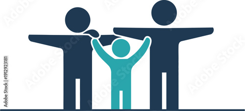 Stylized illustration of child protected by two figures