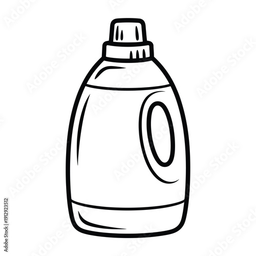 Simple black and white line drawing of a plastic detergent bottle