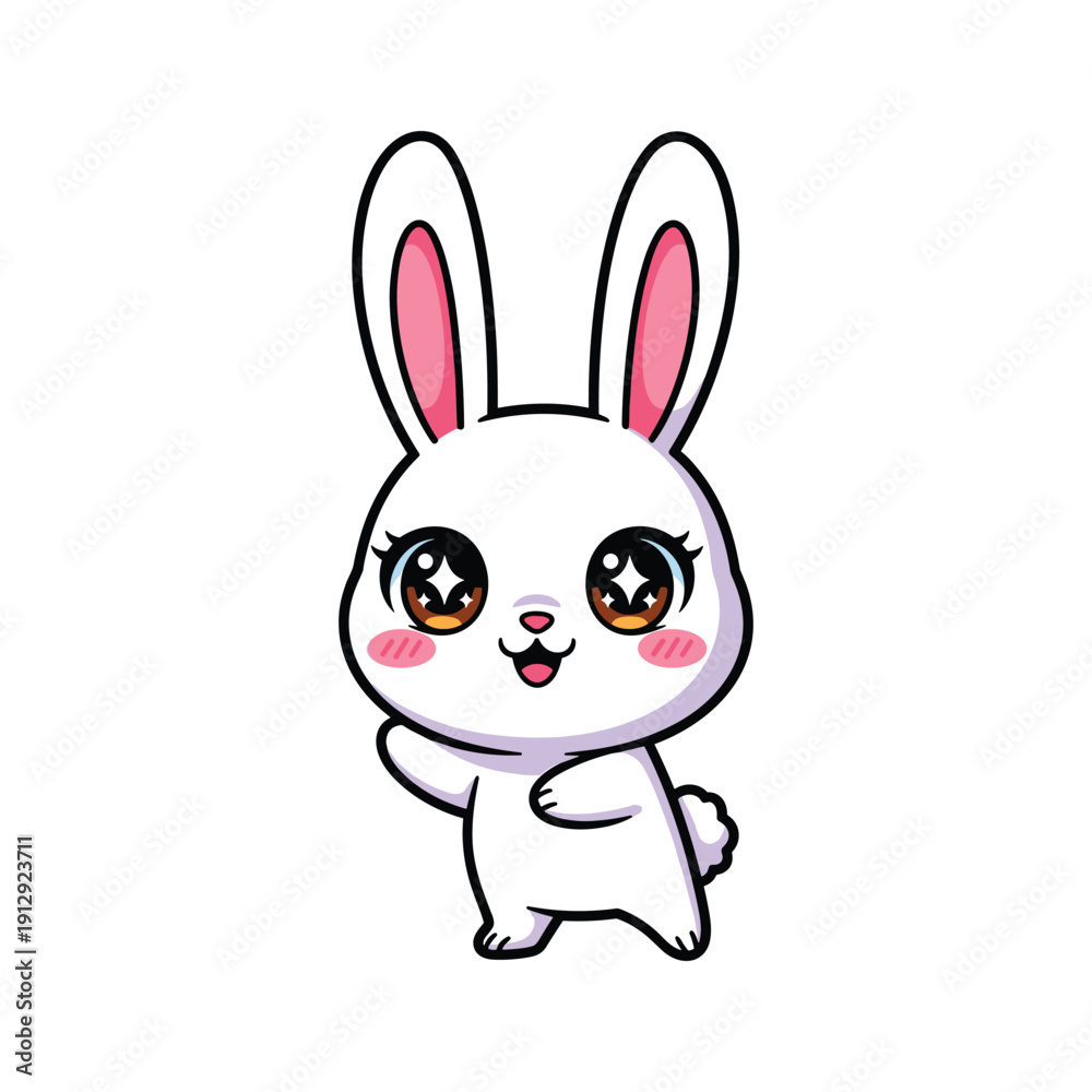 Obraz premium A cute cartoon rabbit with big eyes and pink cheeks Vector