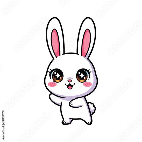A cute cartoon rabbit with big eyes and pink cheeks Vector