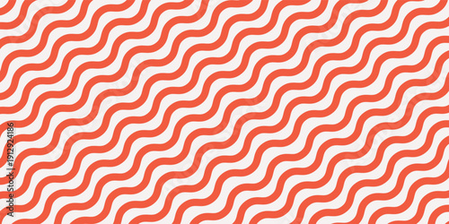 Orange and white line pattern background. Diagonal lane zig-zags and waves. Sushi and fish meat