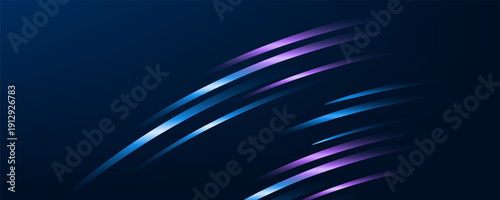 Futuristic dark blue abstract background featuring glowing curved  neon lines.  gradient. Perfect for tech, digital, websites, banners, presentations, and high tech.