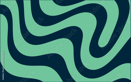 Aqua and navy blue swirling organic shapes pattern, 1970s retro abstract background