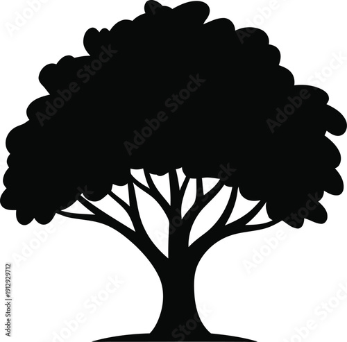 Stylized black silhouette of a fluffy crowned tree