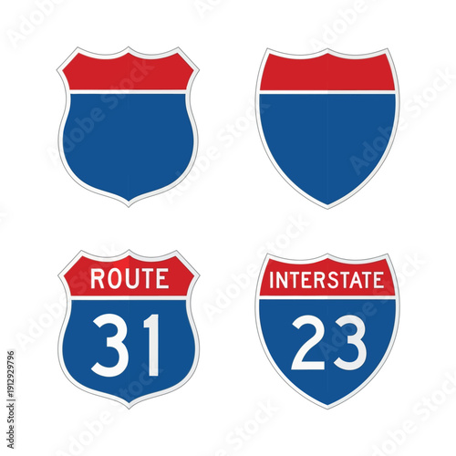 US Route & Interstate Highway Signs: Blank & Labeled Route 31 & Interstate 23 Shields - Customizable Road Sign Graphics for Design