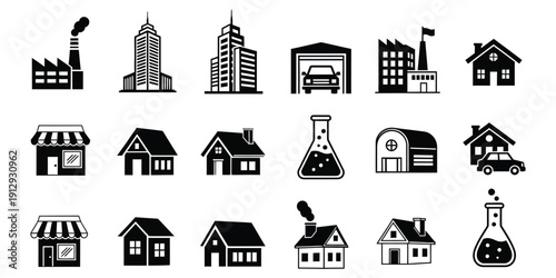 buildings and houses icon. set of buildings and houses icon.
