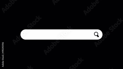 Clean minimalist web search bar overlay with blinking text cursor and magnifying glass icon 4K UHD