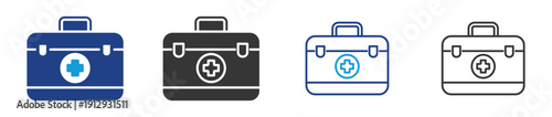 first aid kit icon set multiple style collection	
