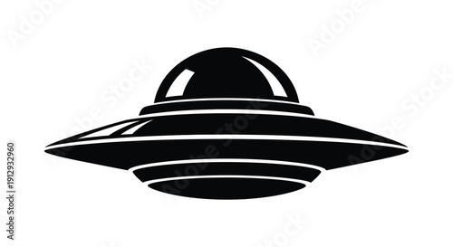 Classic flying saucer design in stark black and white a striking silhouette
