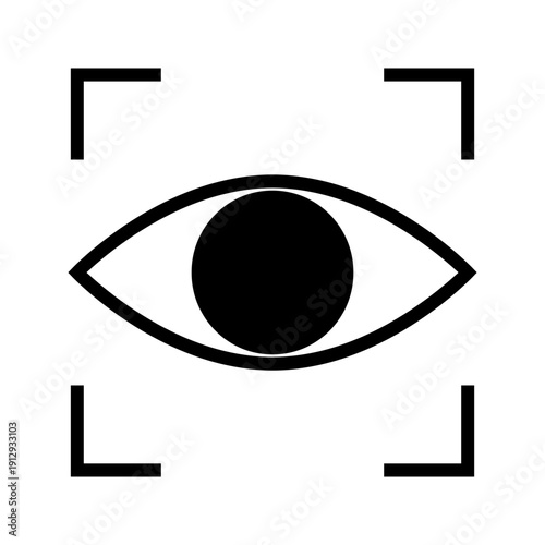 Eye Scan Icon Vector, Vision Recognition Security Symbol