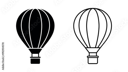 Hot Air Balloon Icons Vector Illustration Transparent Background