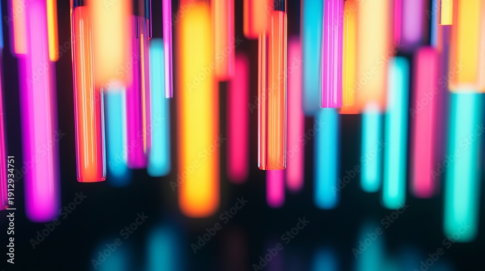 Fototapeta premium Vibrant Glowing Neon Tubes in Abstract Arrangement